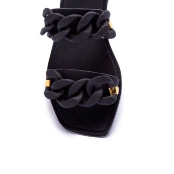 !! NEW !! Jelly Slide Sandals with Chain Detail in Matte Sage Green - Picture 10 of 11